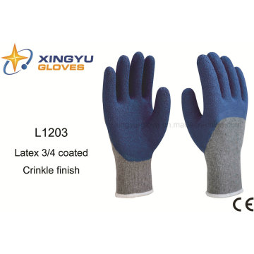 10g T/C Shell Latex 3/4 Coated Crinkle Safety Work Glove (L1203)